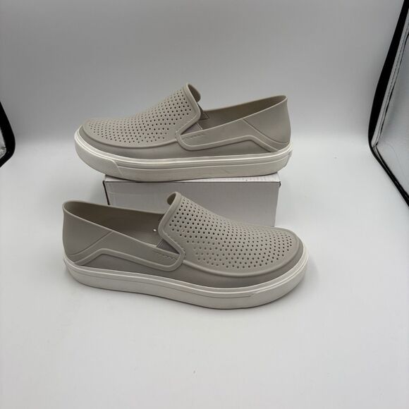 Crocs Citiane Grey Iconic Comfort Slip On Boat Loafer Shoe #204622 Women’s Sz 8 - Picture 1 of 5